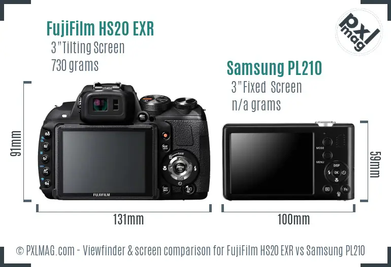 FujiFilm HS20 EXR vs Samsung PL210 Screen and Viewfinder comparison FujiFilm HS20 EXR vs Samsung PL210 Screen and Viewfinder comparison