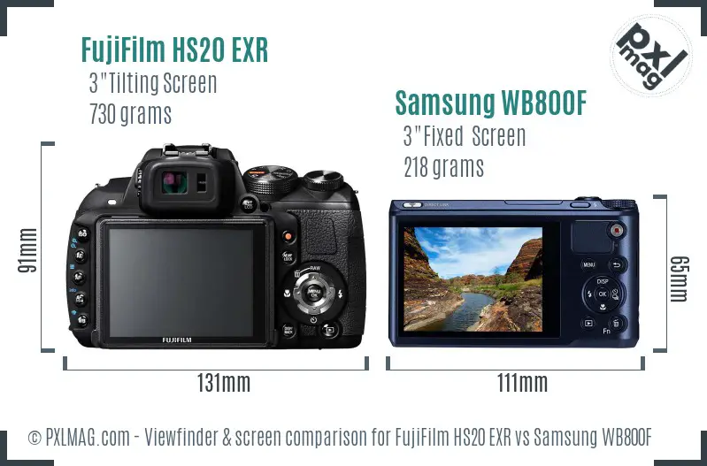 FujiFilm HS20 EXR vs Samsung WB800F Screen and Viewfinder comparison FujiFilm HS20 EXR vs Samsung WB800F Screen and Viewfinder comparison