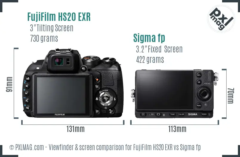 FujiFilm HS20 EXR vs Sigma fp Screen and Viewfinder comparison FujiFilm HS20 EXR vs Sigma fp Screen and Viewfinder comparison