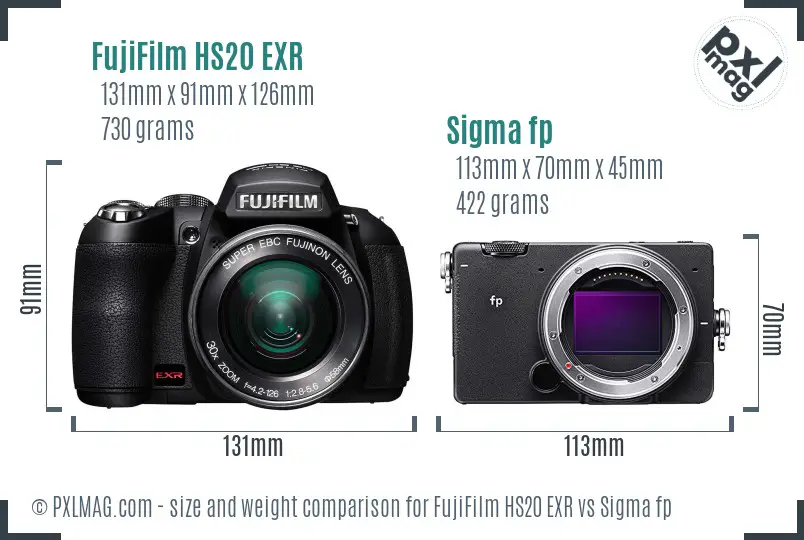 FujiFilm HS20 EXR vs Sigma fp size comparison FujiFilm HS20 EXR vs Sigma fp size comparison