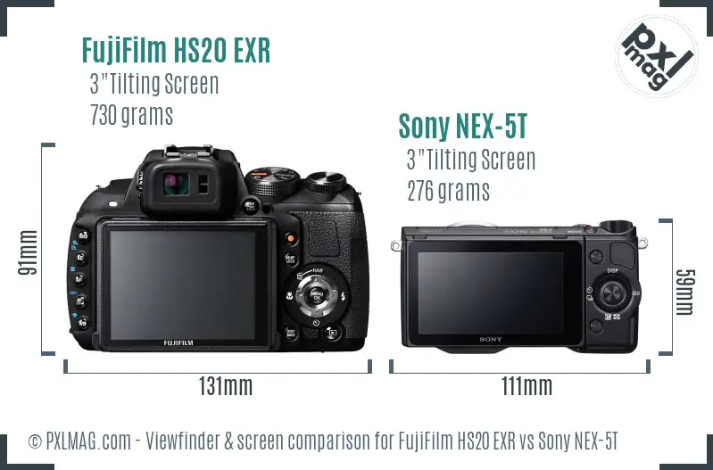 FujiFilm HS20 EXR vs Sony NEX-5T Screen and Viewfinder comparison