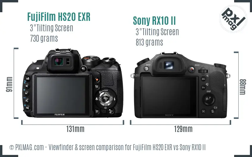 FujiFilm HS20 EXR vs Sony RX10 II Screen and Viewfinder comparison FujiFilm HS20 EXR vs Sony RX10 II Screen and Viewfinder comparison