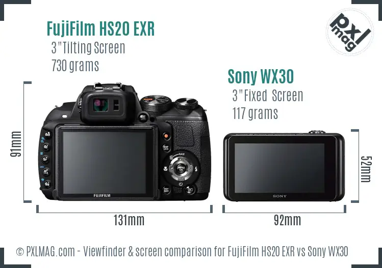 FujiFilm HS20 EXR vs Sony WX30 Screen and Viewfinder comparison FujiFilm HS20 EXR vs Sony WX30 Screen and Viewfinder comparison
