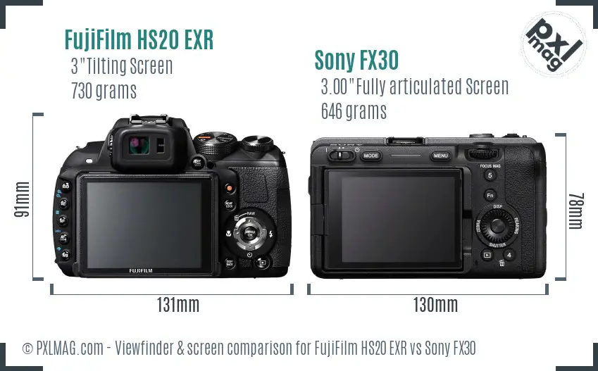 FujiFilm HS20 EXR vs Sony FX30 Screen and Viewfinder comparison FujiFilm HS20 EXR vs Sony FX30 Screen and Viewfinder comparison