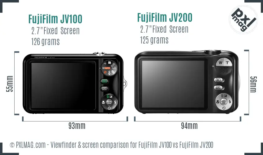 FujiFilm JV100 vs FujiFilm JV200 Screen and Viewfinder comparison