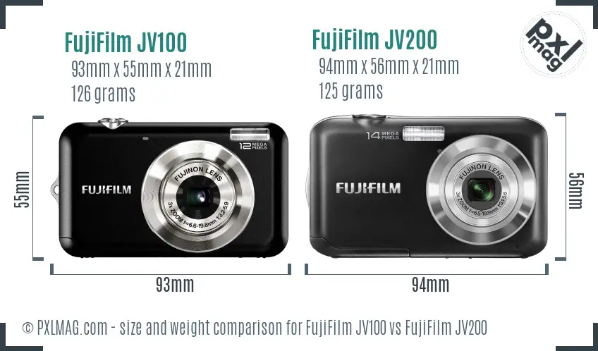 FujiFilm JV100 vs FujiFilm JV200 size comparison