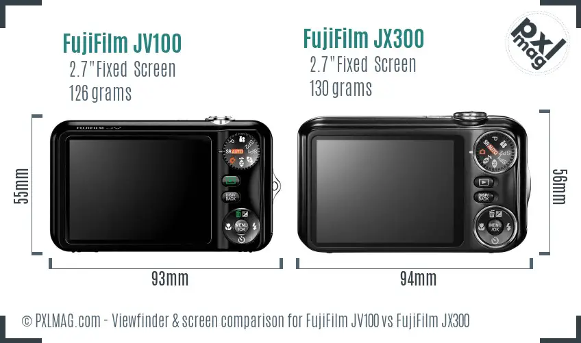 FujiFilm JV100 vs FujiFilm JX300 Screen and Viewfinder comparison