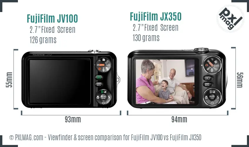 FujiFilm JV100 vs FujiFilm JX350 Screen and Viewfinder comparison