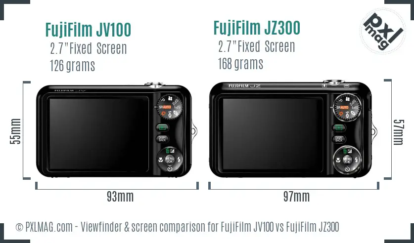 FujiFilm JV100 vs FujiFilm JZ300 Screen and Viewfinder comparison
