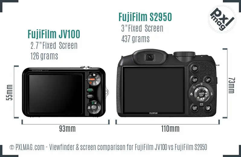 FujiFilm JV100 vs FujiFilm S2950 Screen and Viewfinder comparison