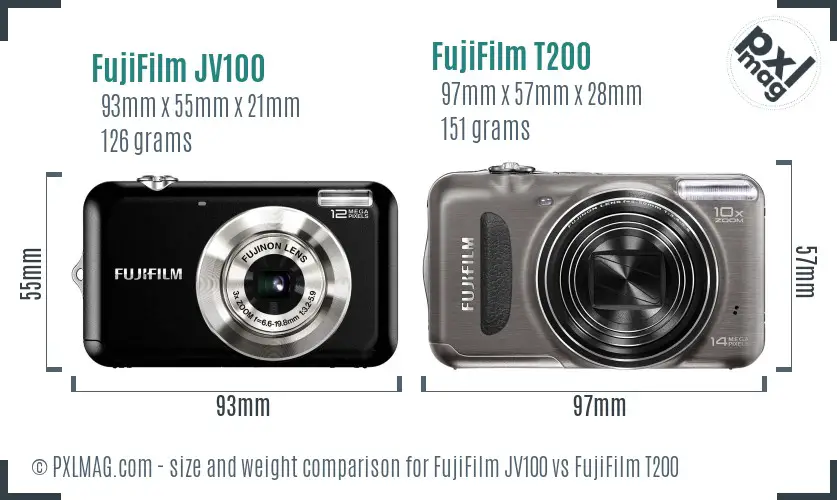 FujiFilm JV100 vs FujiFilm T200 size comparison