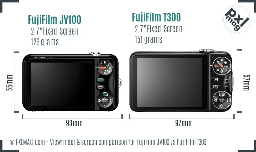 FujiFilm JV100 vs FujiFilm T300 Screen and Viewfinder comparison