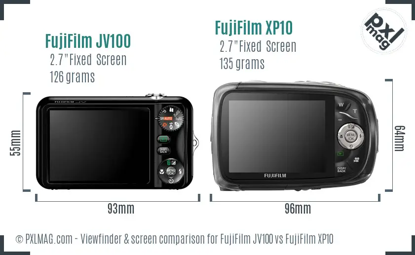FujiFilm JV100 vs FujiFilm XP10 Screen and Viewfinder comparison