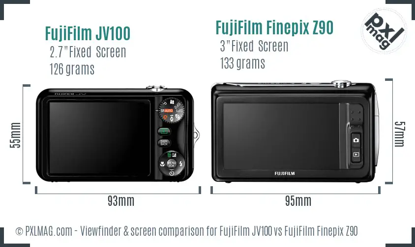 FujiFilm JV100 vs FujiFilm Finepix Z90 Screen and Viewfinder comparison FujiFilm JV100 vs FujiFilm Finepix Z90 Screen and Viewfinder comparison