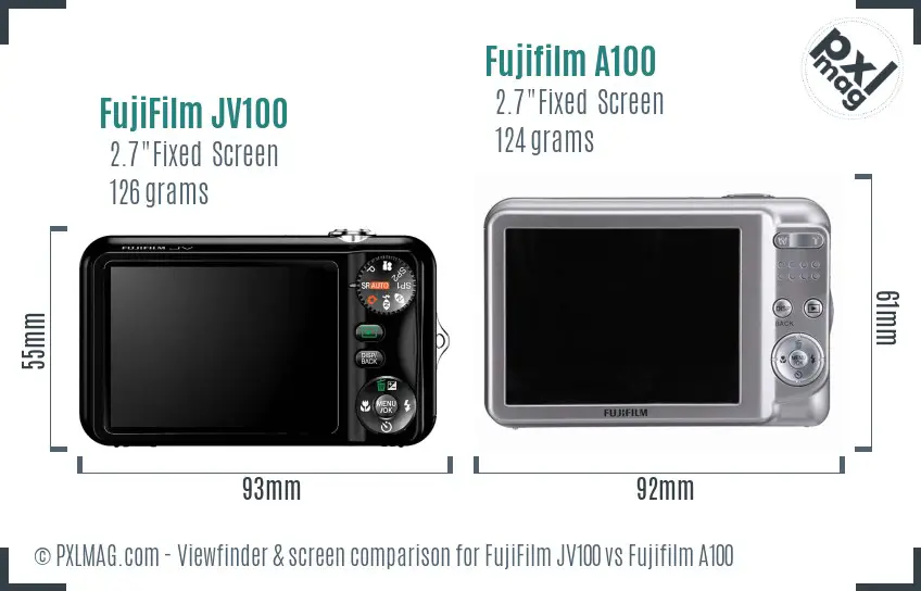 FujiFilm JV100 vs Fujifilm A100 Screen and Viewfinder comparison FujiFilm JV100 vs Fujifilm A100 Screen and Viewfinder comparison