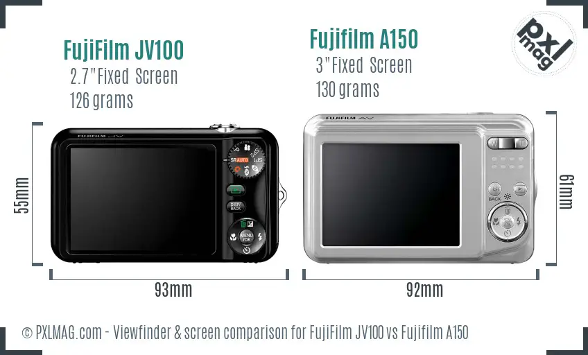 FujiFilm JV100 vs Fujifilm A150 Screen and Viewfinder comparison