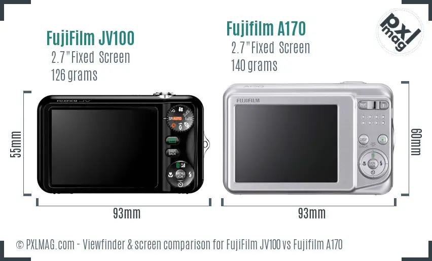 FujiFilm JV100 vs Fujifilm A170 Screen and Viewfinder comparison