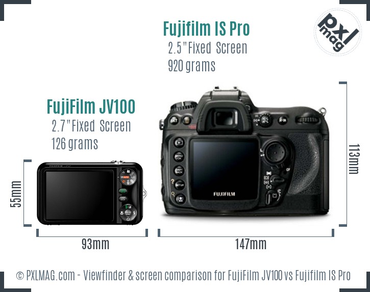 FujiFilm JV100 vs Fujifilm IS Pro Screen and Viewfinder comparison