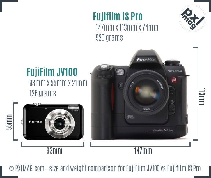 FujiFilm JV100 vs Fujifilm IS Pro size comparison