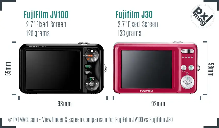 FujiFilm JV100 vs Fujifilm J30 Screen and Viewfinder comparison