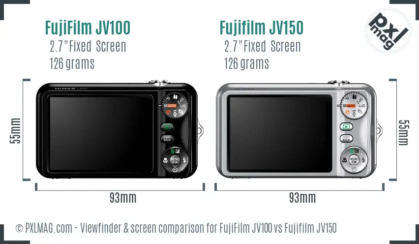 FujiFilm JV100 vs Fujifilm JV150 Screen and Viewfinder comparison