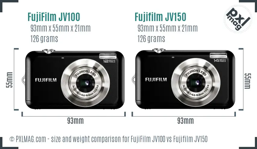 FujiFilm JV100 vs Fujifilm JV150 size comparison