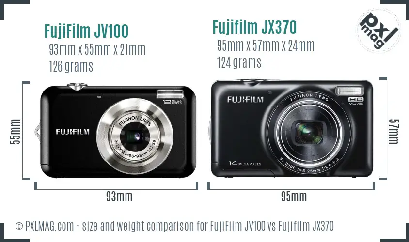 FujiFilm JV100 vs Fujifilm JX370 size comparison