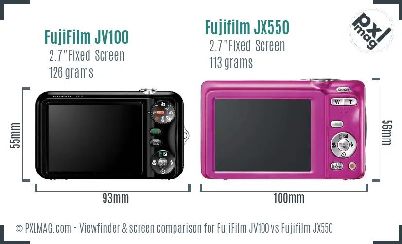 FujiFilm JV100 vs Fujifilm JX550 Screen and Viewfinder comparison