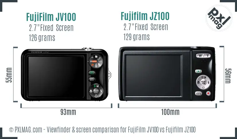 FujiFilm JV100 vs Fujifilm JZ100 Screen and Viewfinder comparison