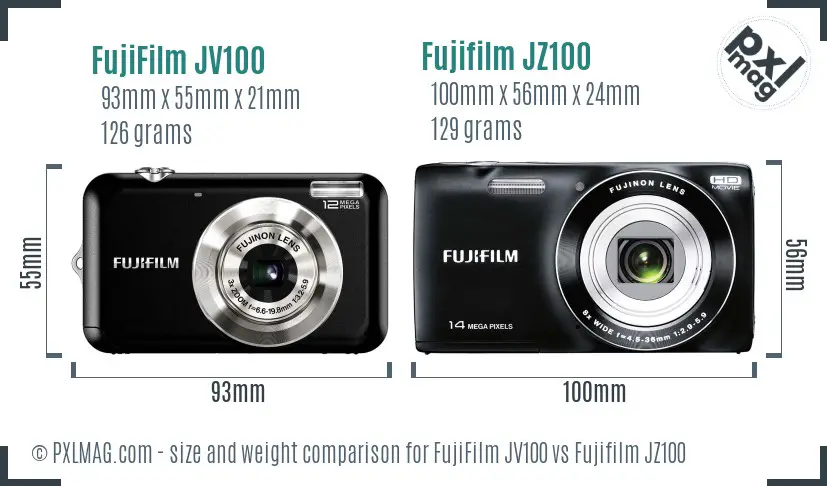 FujiFilm JV100 vs Fujifilm JZ100 size comparison