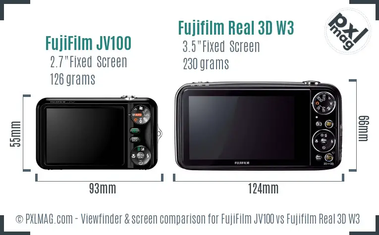 FujiFilm JV100 vs Fujifilm Real 3D W3 Screen and Viewfinder comparison