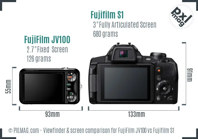 FujiFilm JV100 vs Fujifilm S1 Screen and Viewfinder comparison