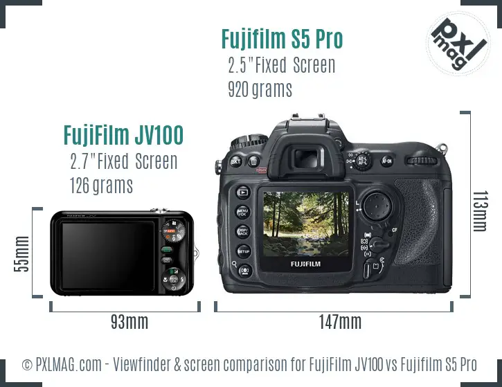 FujiFilm JV100 vs Fujifilm S5 Pro Screen and Viewfinder comparison FujiFilm JV100 vs Fujifilm S5 Pro Screen and Viewfinder comparison