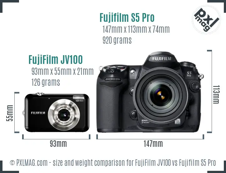 FujiFilm JV100 vs Fujifilm S5 Pro size comparison FujiFilm JV100 vs Fujifilm S5 Pro size comparison