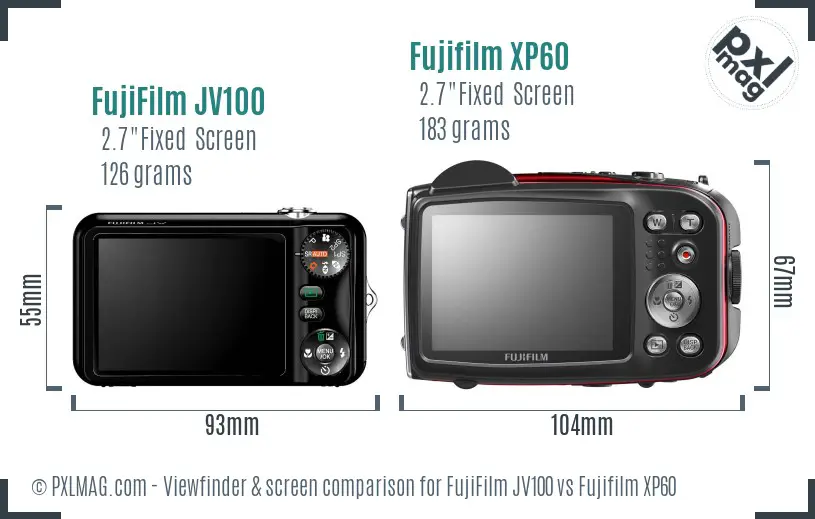FujiFilm JV100 vs Fujifilm XP60 Screen and Viewfinder comparison FujiFilm JV100 vs Fujifilm XP60 Screen and Viewfinder comparison