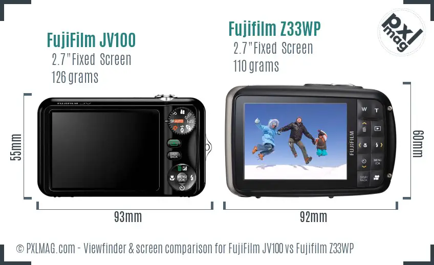 FujiFilm JV100 vs Fujifilm Z33WP Screen and Viewfinder comparison