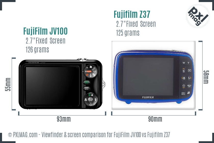 FujiFilm JV100 vs Fujifilm Z37 Screen and Viewfinder comparison