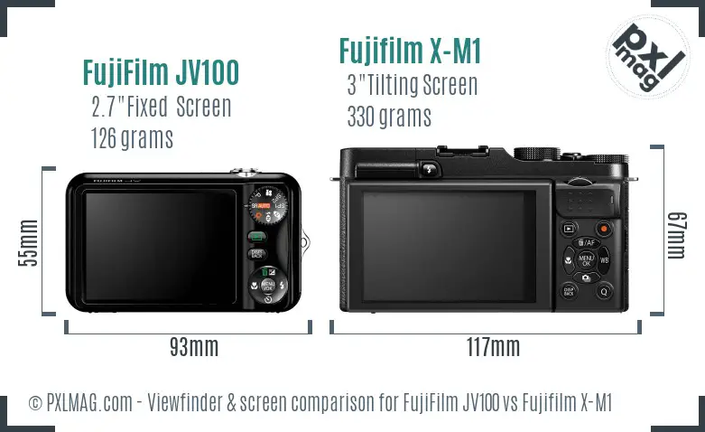 FujiFilm JV100 vs Fujifilm X-M1 Screen and Viewfinder comparison