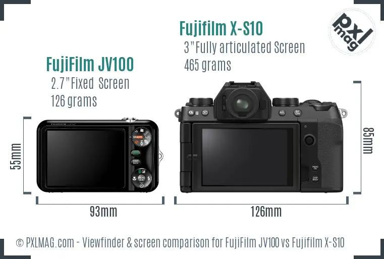 FujiFilm JV100 vs Fujifilm X-S10 Screen and Viewfinder comparison