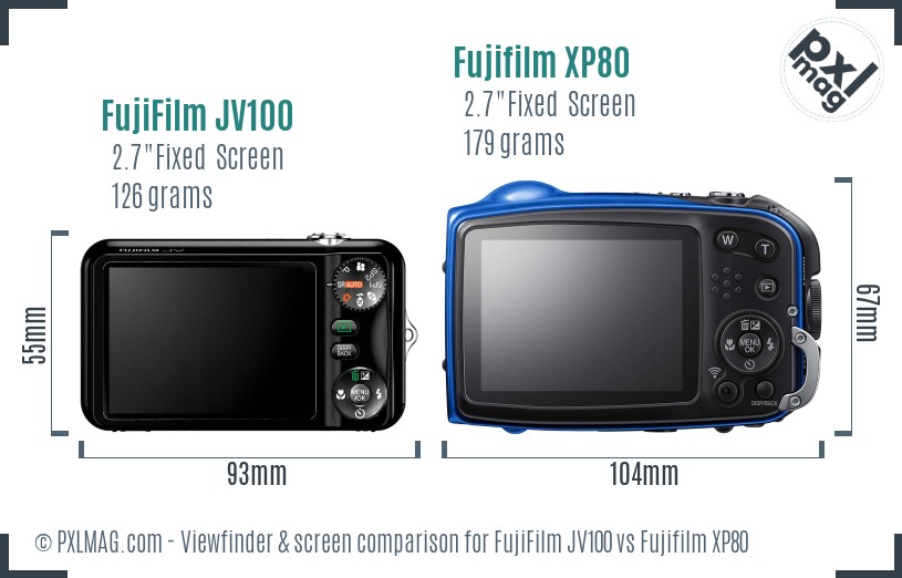 FujiFilm JV100 vs Fujifilm XP80 Screen and Viewfinder comparison