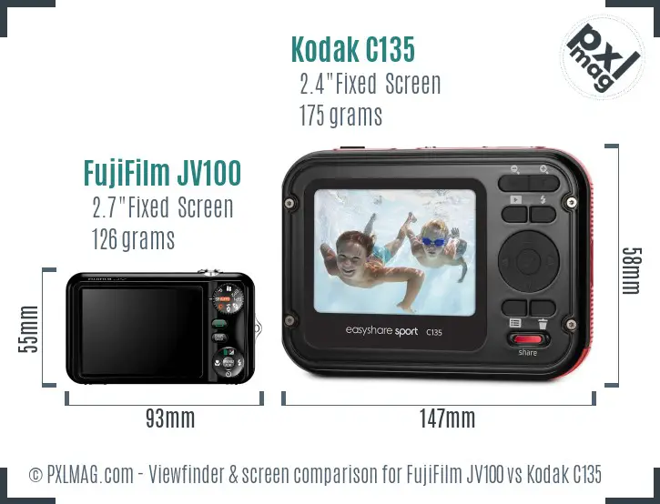 FujiFilm JV100 vs Kodak C135 Screen and Viewfinder comparison