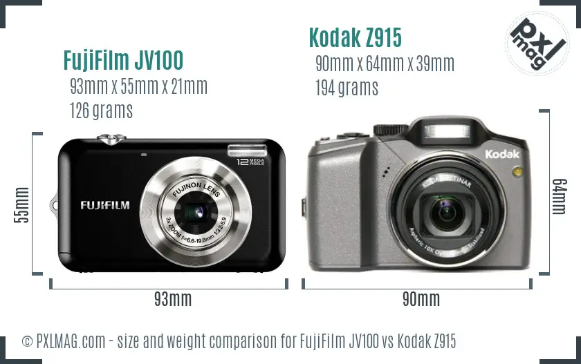 FujiFilm JV100 vs Kodak Z915 size comparison