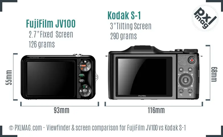FujiFilm JV100 vs Kodak S-1 Screen and Viewfinder comparison