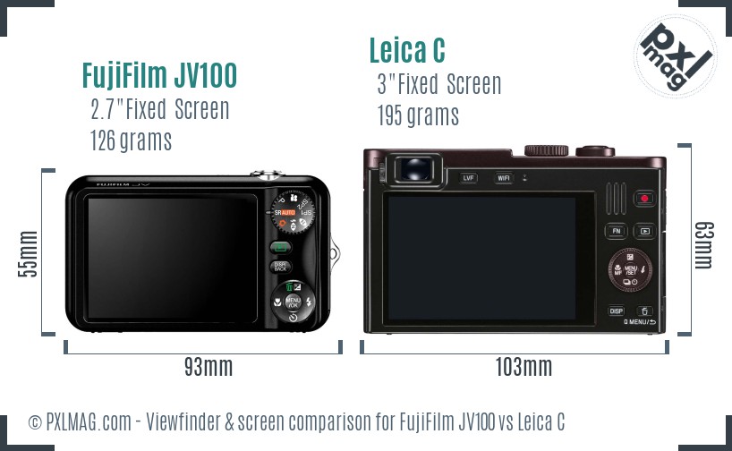 FujiFilm JV100 vs Leica C Screen and Viewfinder comparison