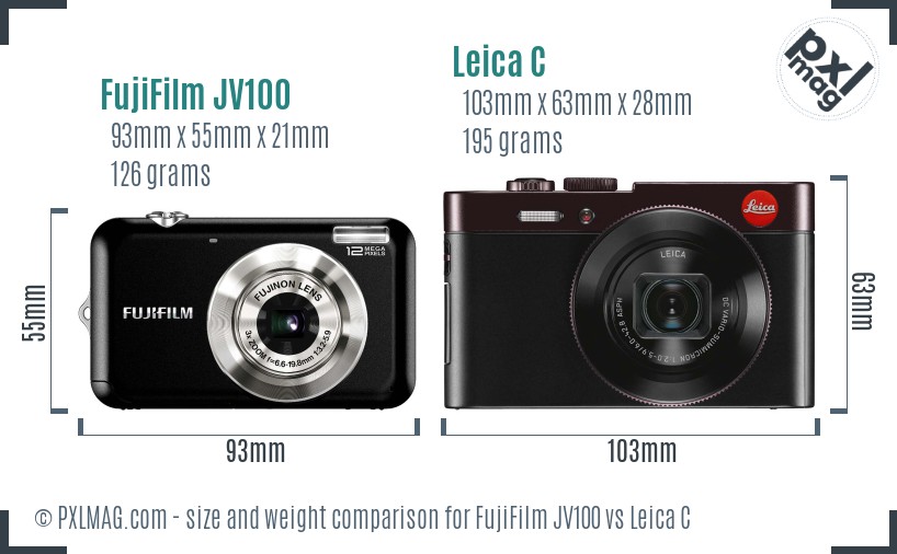 FujiFilm JV100 vs Leica C size comparison