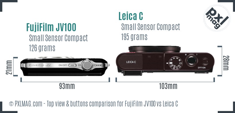 FujiFilm JV100 vs Leica C top view buttons comparison