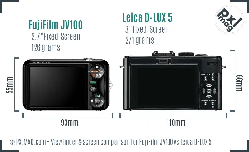 FujiFilm JV100 vs Leica D-LUX 5 Screen and Viewfinder comparison