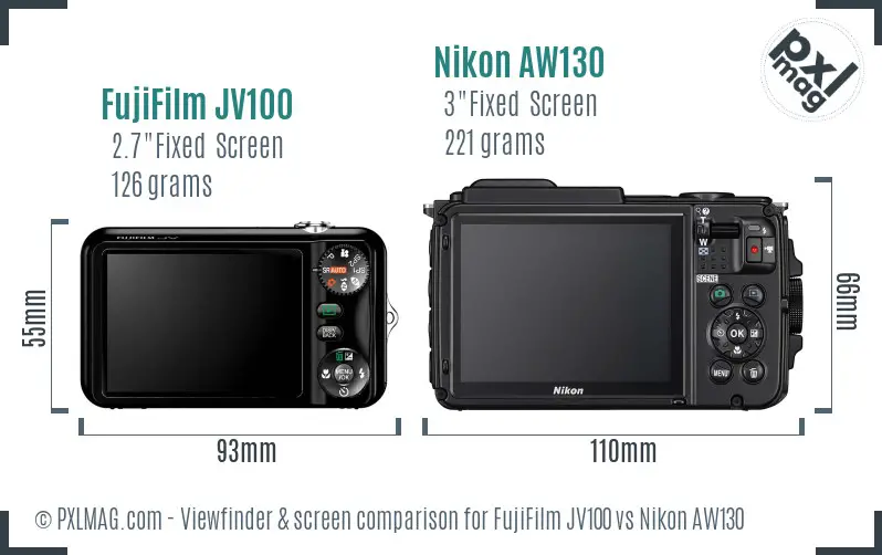 FujiFilm JV100 vs Nikon AW130 Screen and Viewfinder comparison FujiFilm JV100 vs Nikon AW130 Screen and Viewfinder comparison