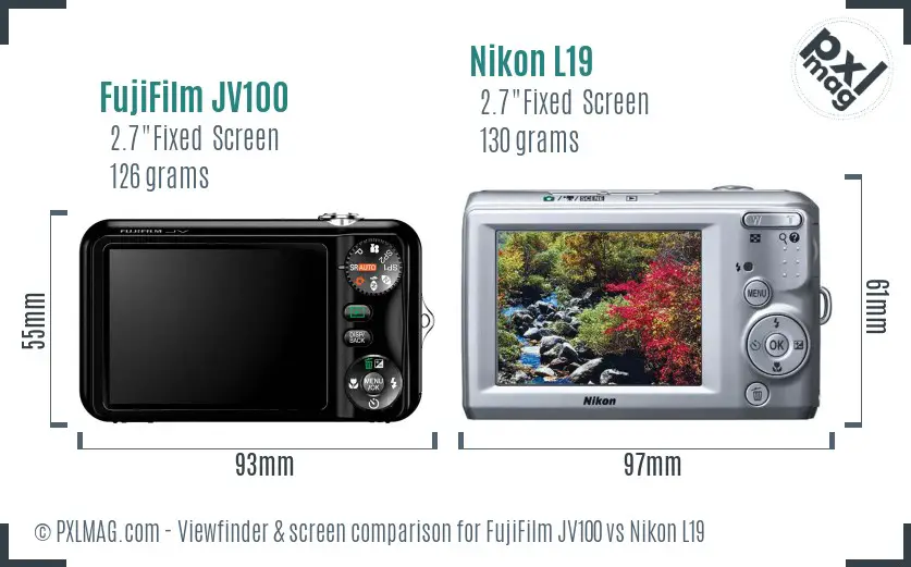 FujiFilm JV100 vs Nikon L19 Screen and Viewfinder comparison