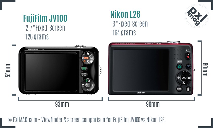 FujiFilm JV100 vs Nikon L26 Screen and Viewfinder comparison